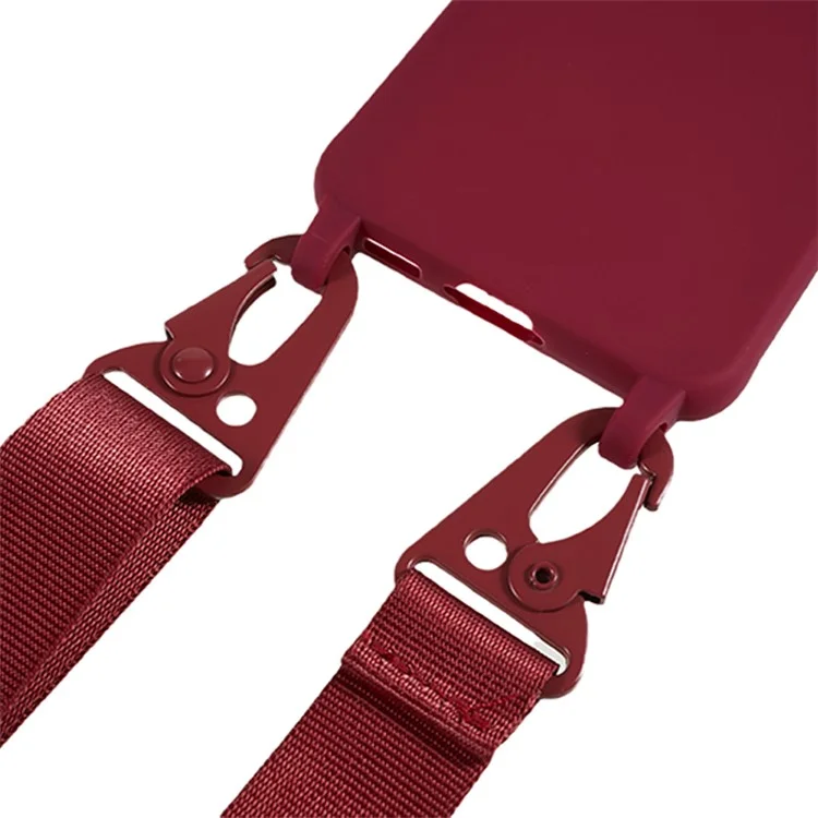 Für Samsung Galaxy S23 Matte Soft TPU Case Anti-drop Phone Cover mit breitem Trageriemen - Weinrot