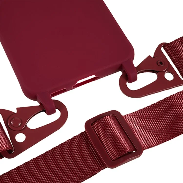 Für Samsung Galaxy S23 Matte Soft TPU Case Anti-drop Phone Cover mit breitem Trageriemen - Weinrot