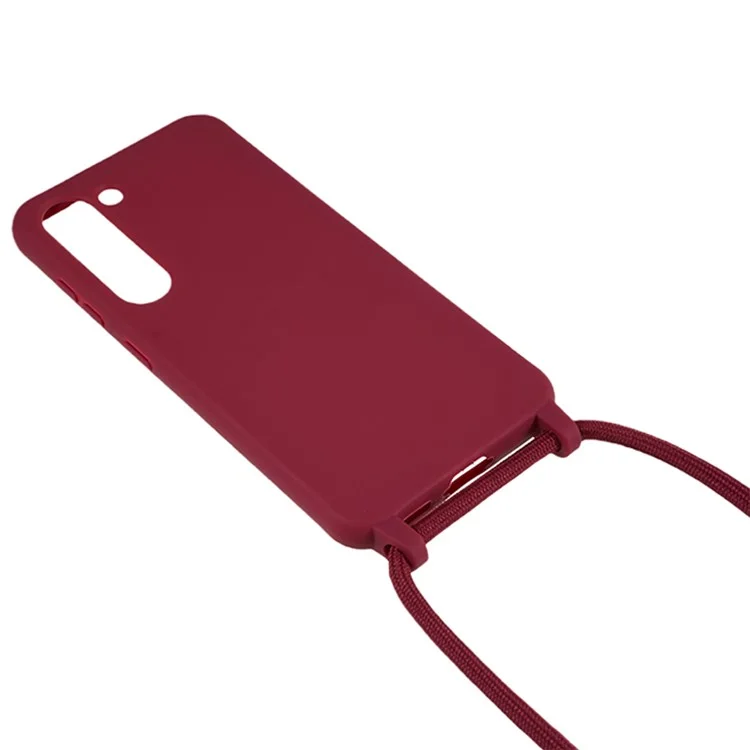 Per Samsung Galaxy S23 Anti-drop TPU Case Protective Cell Phone Cover con Lanyard - Vino Rosso