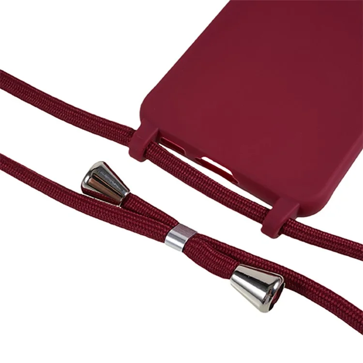 Per Samsung Galaxy S23 Anti-drop TPU Case Protective Cell Phone Cover con Lanyard - Vino Rosso