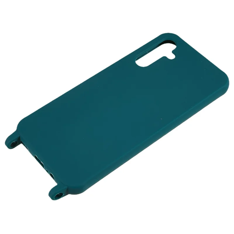 Capa de Telemóvel em TPU Macio para Samsung Galaxy A14 5G / A14 4G, Acabamento Mate, Capa Anti-choque com Cordão Largo - Verde Escuro