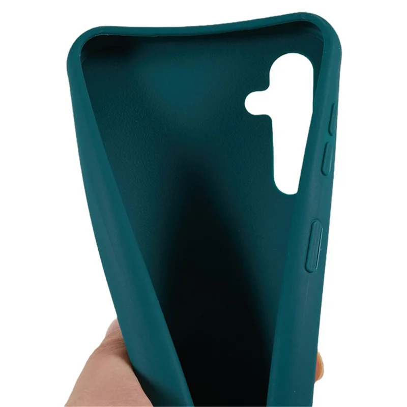 Capa de Telemóvel em TPU Macio para Samsung Galaxy A14 5G / A14 4G, Acabamento Mate, Capa Anti-choque com Cordão Largo - Verde Escuro