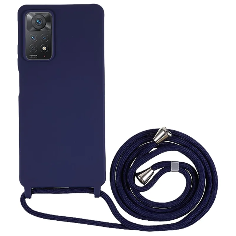 Back Cover for Xiaomi Redmi Note 11 Pro 4G (MediaTek) / 11 Pro 5G (Qualcomm) TPU Phone Case with Lanyard - Dark Blue