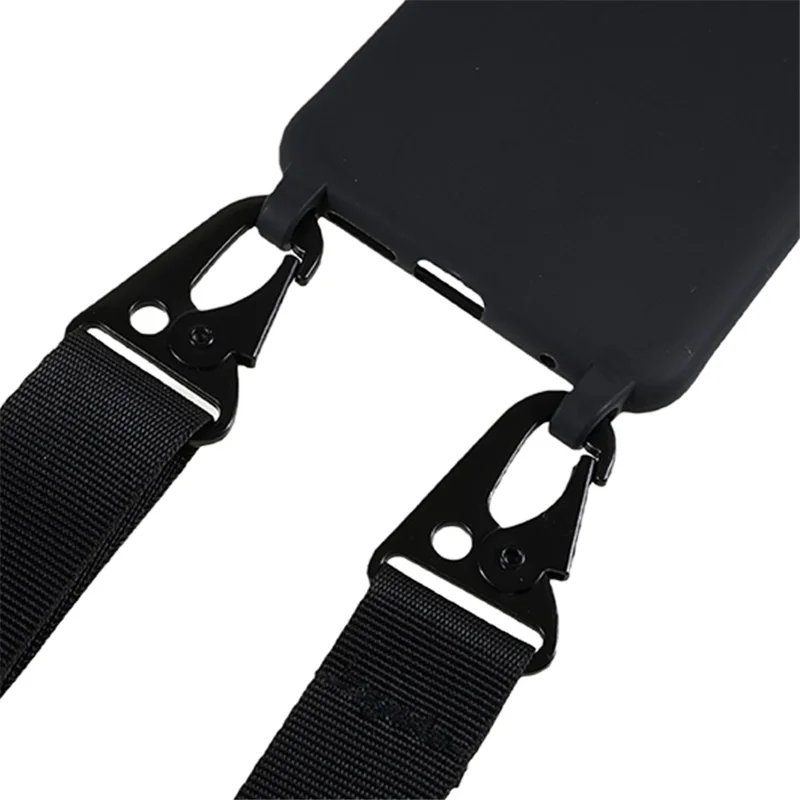 For Xiaomi Redmi Note 11 4G (Qualcomm) / Note 11S 4G Soft TPU Phone Case Matte Finish Anti-drop Cover with Wide Lanyard - Black