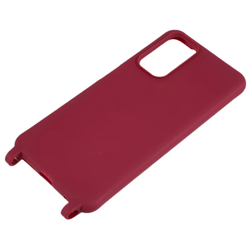 For Xiaomi Redmi Note 11 4G (Qualcomm) / Note 11S 4G Soft TPU Phone Case Matte Finish Anti-drop Cover with Wide Lanyard - Wine Red