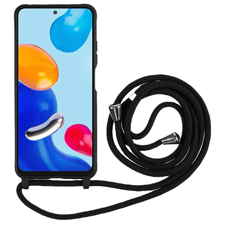 Для Xiaomi Redmi Note 11 4G (Qualcomm) / Note 11S 4G Гибкий TPU Чехол для телефона с защитой от падения и шнурком - черный