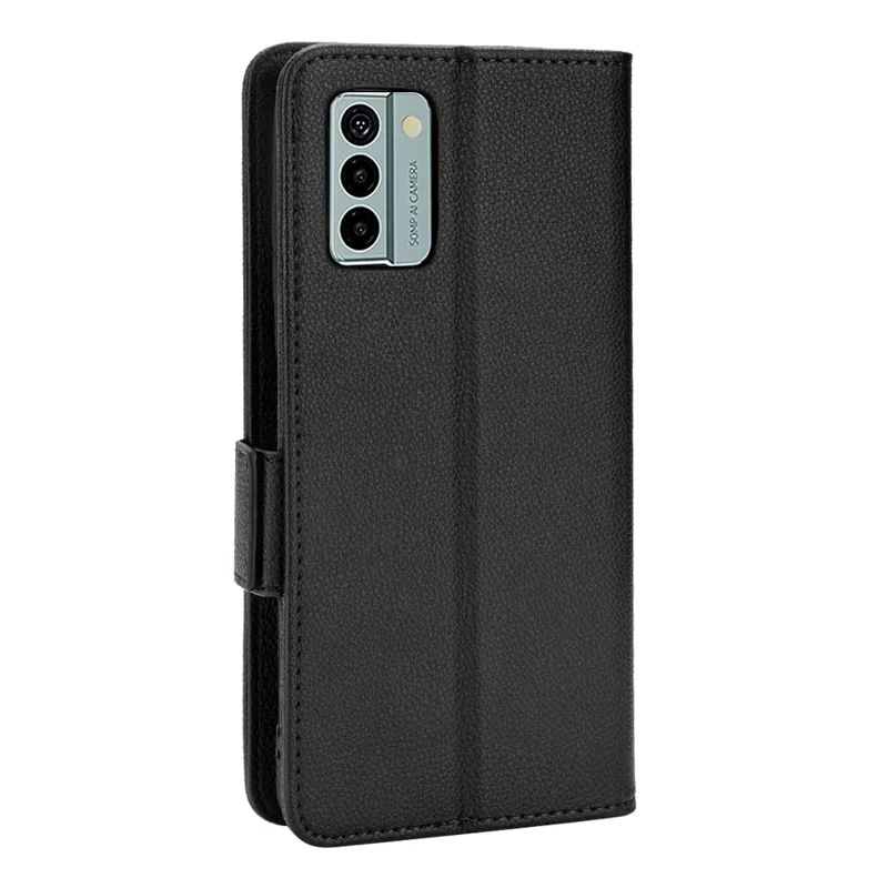 Litchi Texture Phone Case für Nokia G22, PU-Leder-Wallet-Standtelefonhülle - Schwarz