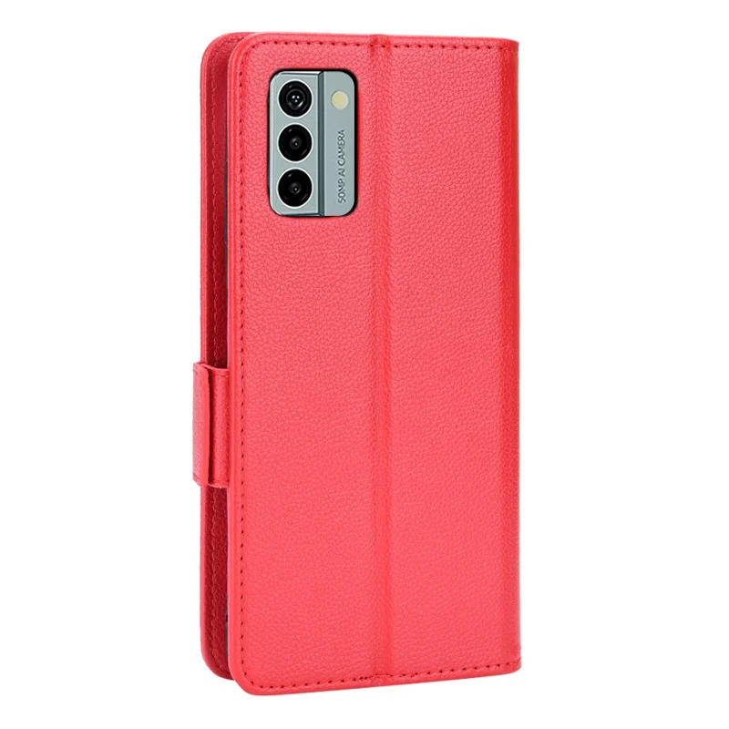 Litchi Texture Phone Case for Nokia G22 , PU Leather Wallet Stand Phone Cover - Red
