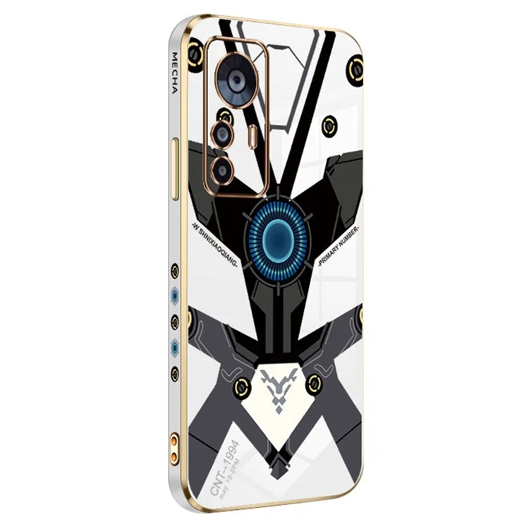 RZANTS Para Xiaomi 12T 5G / 12T Pro 5G / Redmi K50 Ultra 5G Capa de Telefone com Revestimento Eletrolítico de Padrão Fofo de Mecânica TPU - Branco