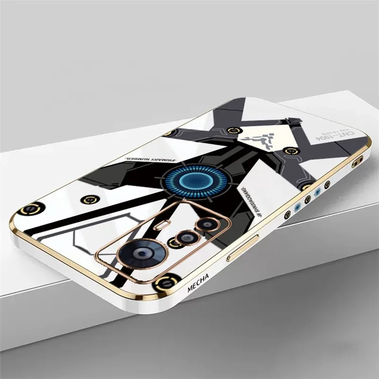 RZANTS Para Xiaomi 12T 5G / 12T Pro 5G / Redmi K50 Ultra 5G Capa de Telefone com Revestimento Eletrolítico de Padrão Fofo de Mecânica TPU - Branco