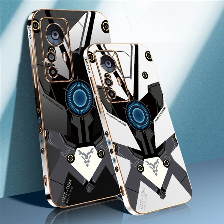 RZANTS Para Xiaomi 12T 5G / 12T Pro 5G / Redmi K50 Ultra 5G Capa de Telefone com Revestimento Eletrolítico de Padrão Fofo de Mecânica TPU - Branco