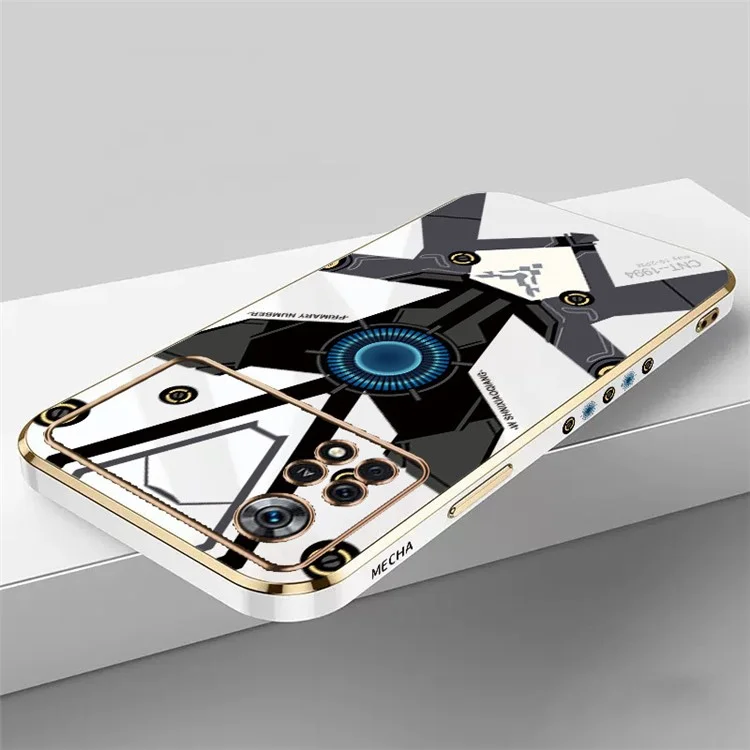 RZANTS per Xiaomi Poco X4 Pro 5G Custodia per telefono Mecha Pattern Rivestimento in TPU morbido e elettrolitico - Bianco