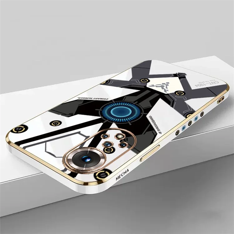 RZANTS For Honor 50 Elektroplattierte Mecha-Muster Handyhülle mit Kamerassschutz, Soft TPU-Hülle - Weiß
