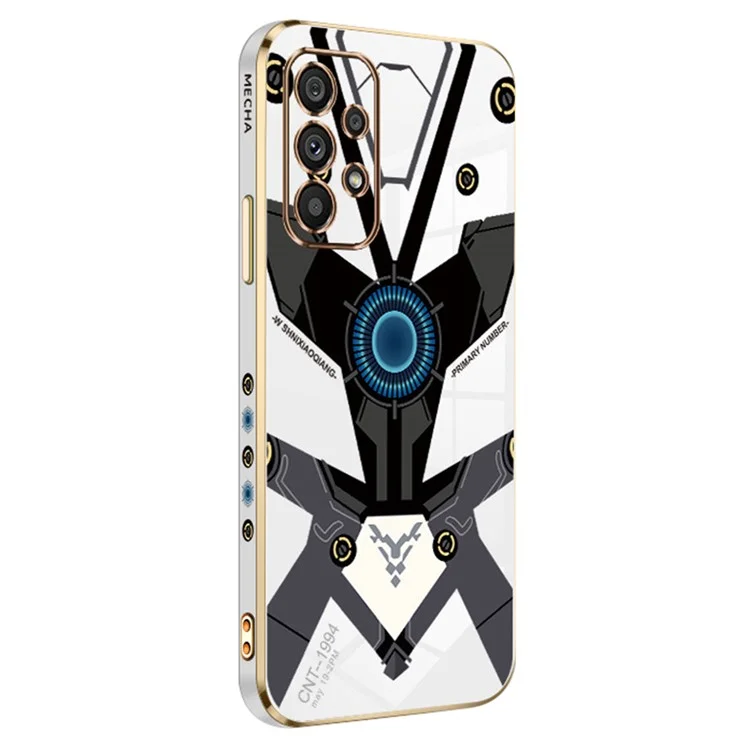 RZANTS Pour Samsung Galaxy A13 4G Anti-Scratch Phone Cover Mecha Pattern Electroplating TPU Phone Case - White