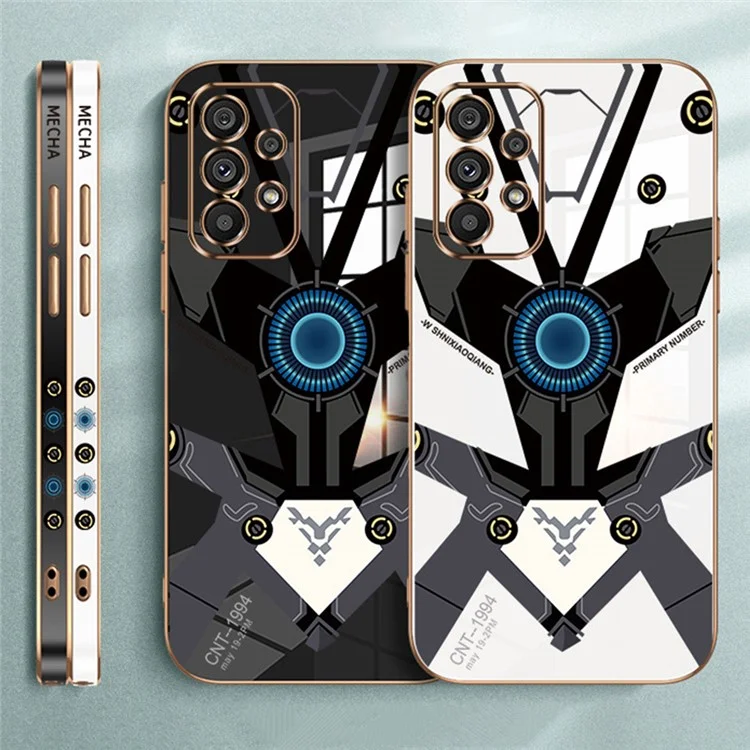 RZANTS Pour Samsung Galaxy A13 4G Anti-Scratch Phone Cover Mecha Pattern Electroplating TPU Phone Case - White
