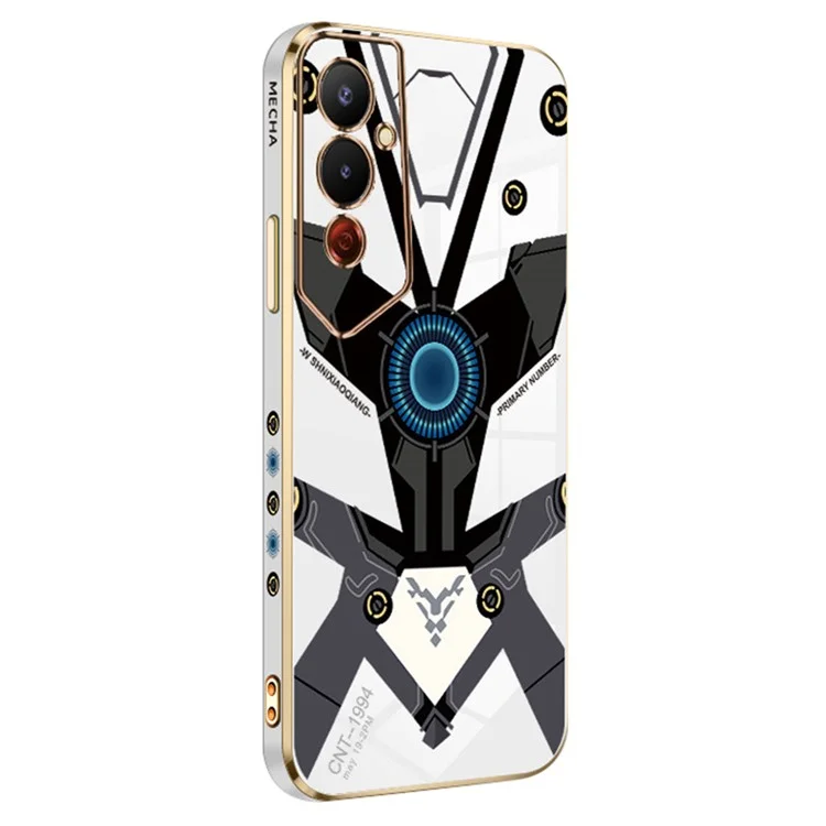 RZANTS For TECNO Pova 4 Pro 4G Anti-Dust Cell Phone Cover Mecha Pattern Electroplating TPU Phone Case - White