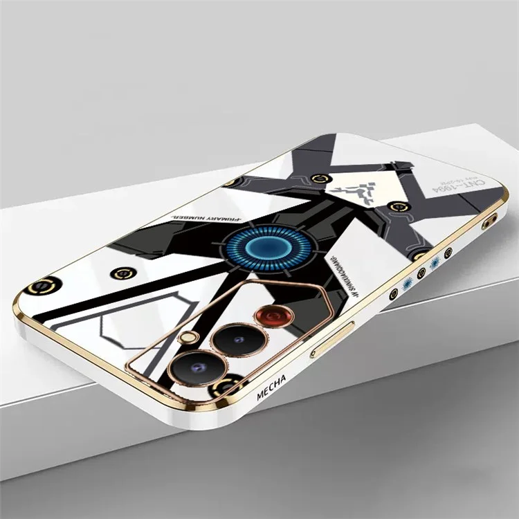 RZANTS For TECNO Pova 4 Pro 4G Anti-Dust Cell Phone Cover Mecha Pattern Electroplating TPU Phone Case - White
