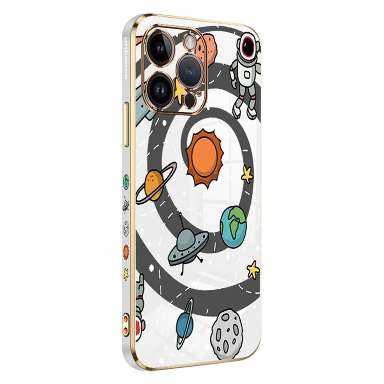 RZANTS для iPhone 12 Pro 6.1 дюйма Electroplated Edge Soft TPU Case Toy Planet Pattern Phone Cover - Белый
