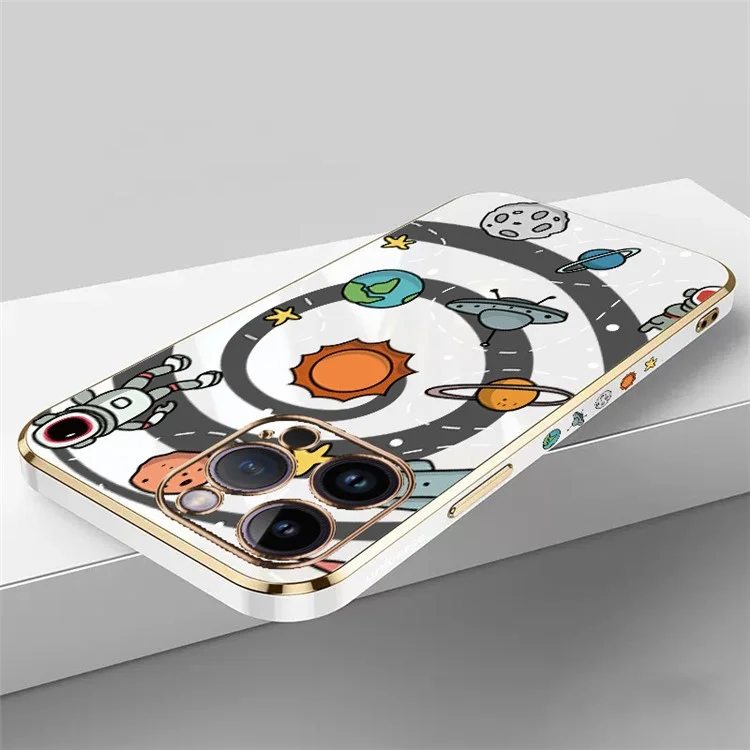 RZANTS для iPhone 12 Pro 6.1 дюйма Electroplated Edge Soft TPU Case Toy Planet Pattern Phone Cover - Белый