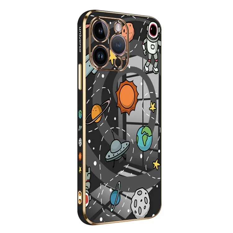 RZANTS Per iPhone 13 Pro Max 6,7 pollici Custodia per telefono con design placcato Toy Planet Pattern - Nero