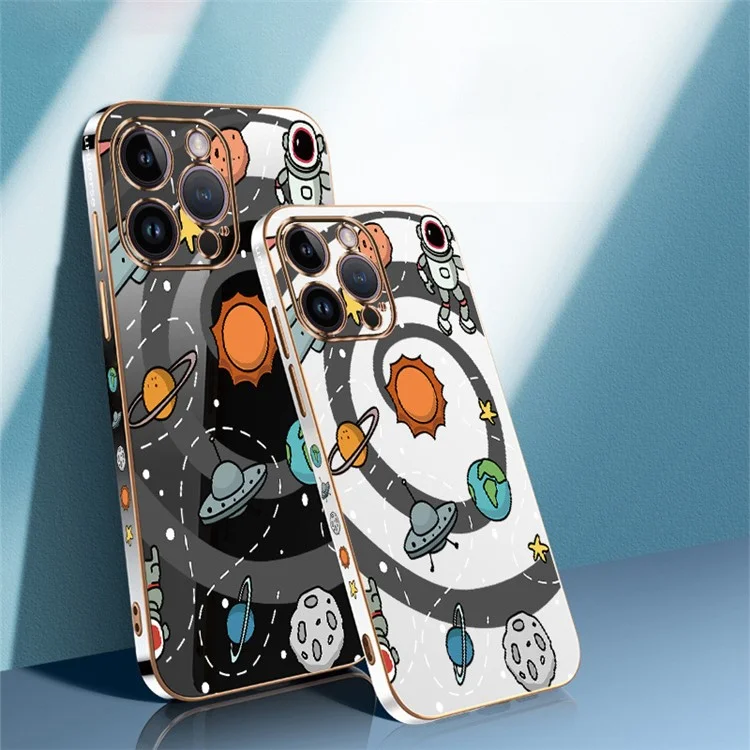 RZANTS Per iPhone 13 Pro Max 6,7 pollici Custodia per telefono con design placcato Toy Planet Pattern - Nero