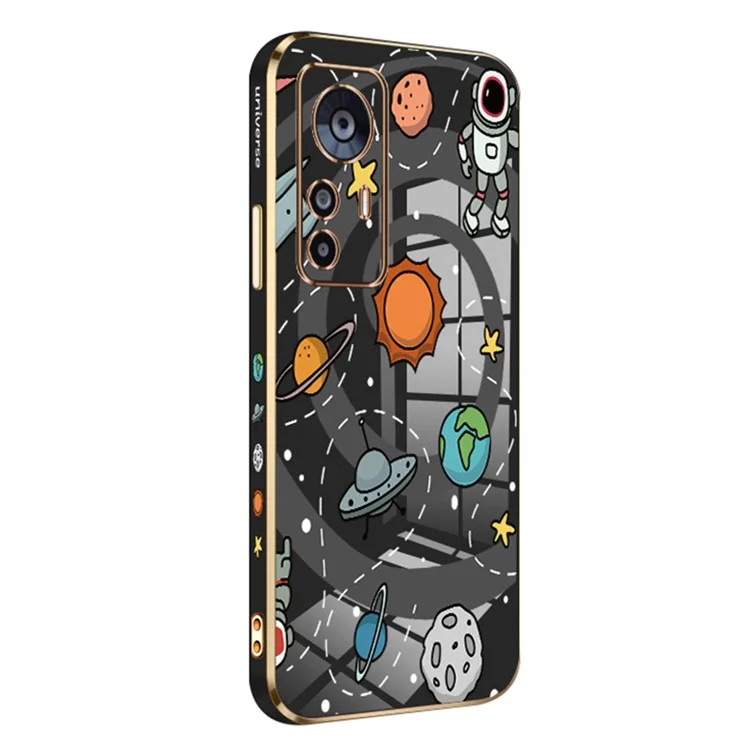 RZANTS Para Xiaomi 12T 5G / 12T Pro 5G / Redmi K50 Ultra 5G Capa de Telefone com Borda Eletrolítica Estampa de Planeta de Brinquedo TPU - Preto
