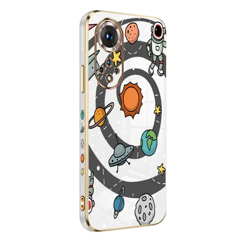 RZANTS Flexible TPU Phone Shell for Honor 50 , Electroplating Edge Toy Planet Pattern Phone Case Cover - White