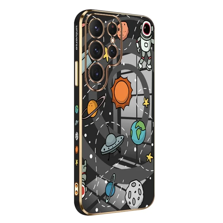 RZANTS per Samsung Galaxy S23 Ultra Cell Phone Case Toy Planet Pattern Phone Cover con bordo elettroplaccato - Nero