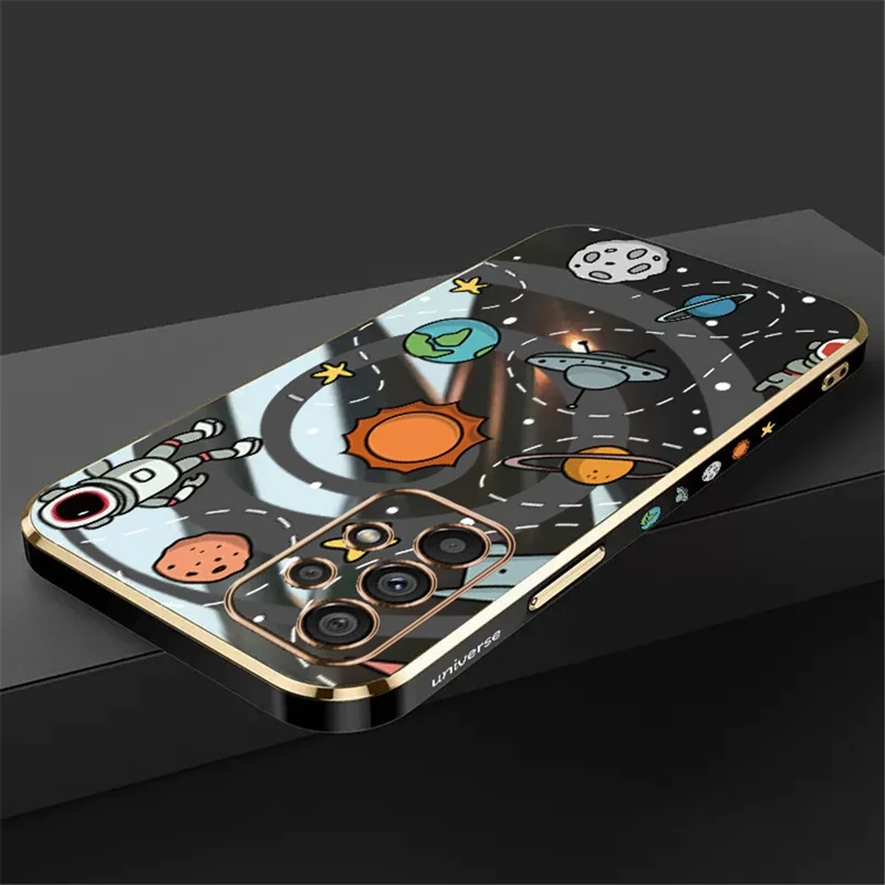 RZANTS For Samsung Galaxy A32 4G (EU Version) Anti-Shock Toy Planet Pattern TPU Cover Electroplating Edge Phone Case - Black