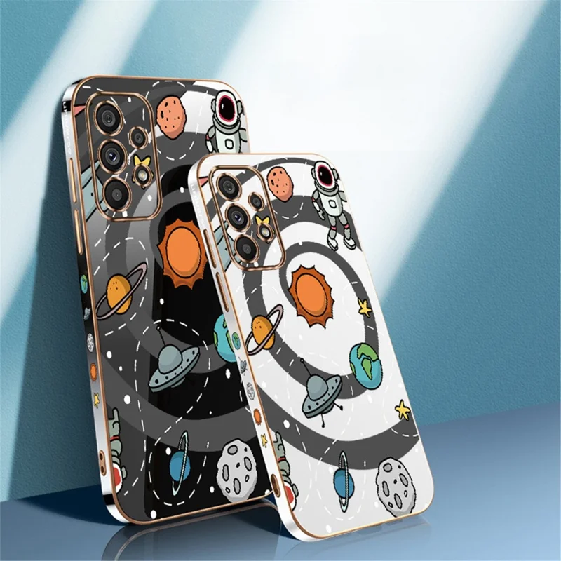 RZANTS For Samsung Galaxy A32 4G (EU Version) Anti-Shock Toy Planet Pattern TPU Cover Electroplating Edge Phone Case - Black