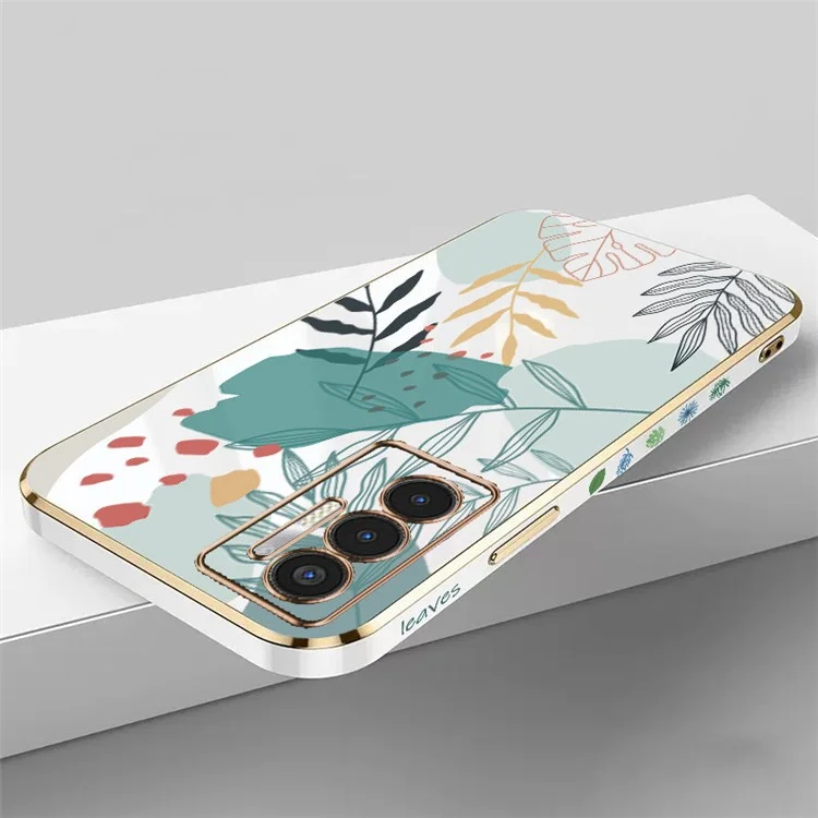 RZANTS For TECNO Pova 3 4G Green Leaves Pattern TPU Case Electroplating Mobile Phone Cover - White