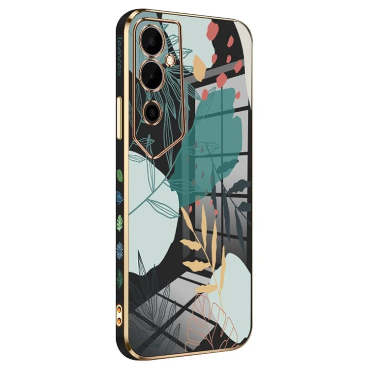 RZANTS For TECNO Pova Neo 2 4G TPU Funda de teléfono con diseño de hojas verdes, acabado galvánico - Negro