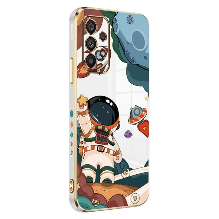 RZANTS Para Samsung Galaxy A32 4G (Versão UE) Capa de Telefone TPU Padrão de Astronauta e Nave Espacial Impressão Eletrolítica - Branco
