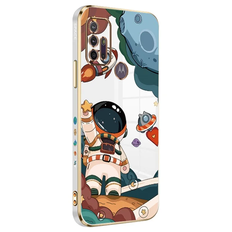 RZANTS Capa de telefone com estampa de nave espacial de astronauta para Motorola Moto G30, capa fina de TPU com metalização - Branco