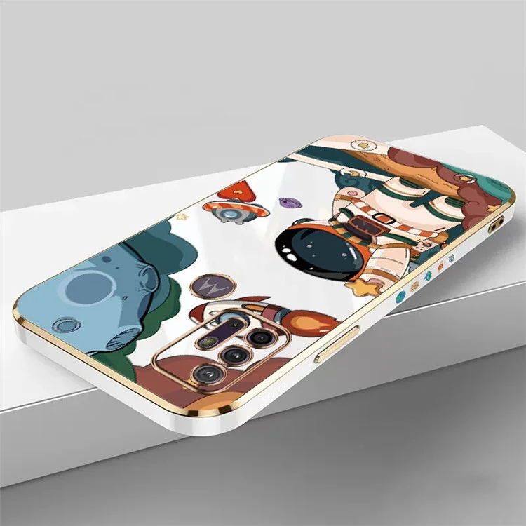 RZANTS Capa de telefone com estampa de nave espacial de astronauta para Motorola Moto G30, capa fina de TPU com metalização - Branco