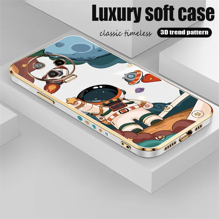 RZANTS для Infinix Note 12 Pro 4G Phone TPU Case Astronaut Spaceship Pattern Electroplating Smartphone Cover - White