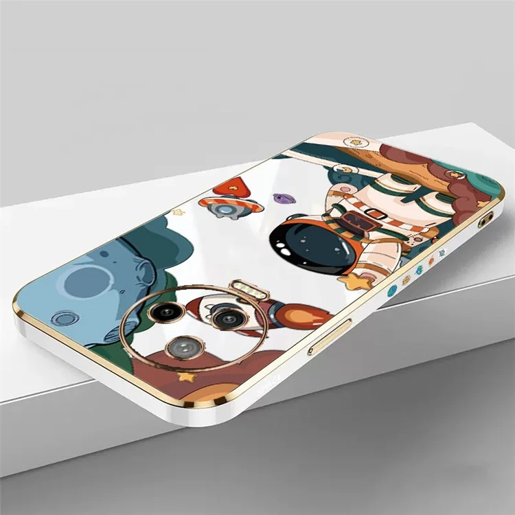 RZANTS для Infinix Note 12 Pro 4G Phone TPU Case Astronaut Spaceship Pattern Electroplating Smartphone Cover - White