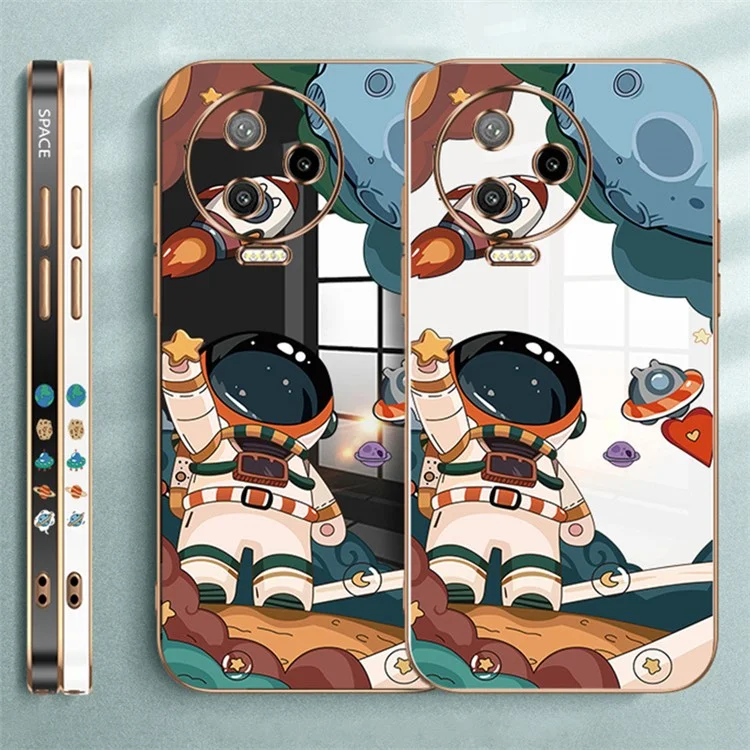 RZANTS для Infinix Note 12 Pro 4G Phone TPU Case Astronaut Spaceship Pattern Electroplating Smartphone Cover - White
