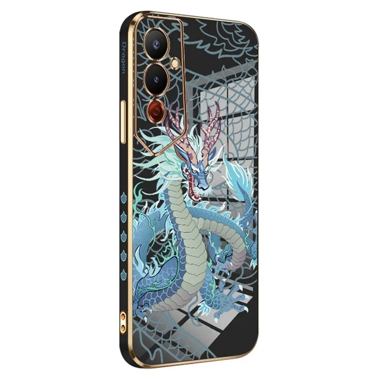 RZANTS For TECNO Pova 4 4G Electroplating Phone Case Chinese Dragon Pattern TPU Cover - Black