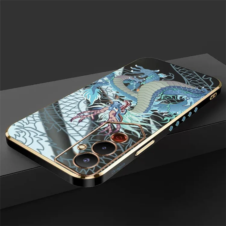 RZANTS For TECNO Pova 4 4G Electroplating Phone Case Chinese Dragon Pattern TPU Cover - Black