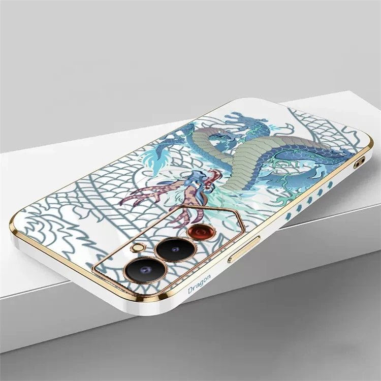 RZANTS For TECNO Pova 4 Pro 4G Soft TPU Phone Case Chinese Dragon Pattern Electroplating Phone Cover - White