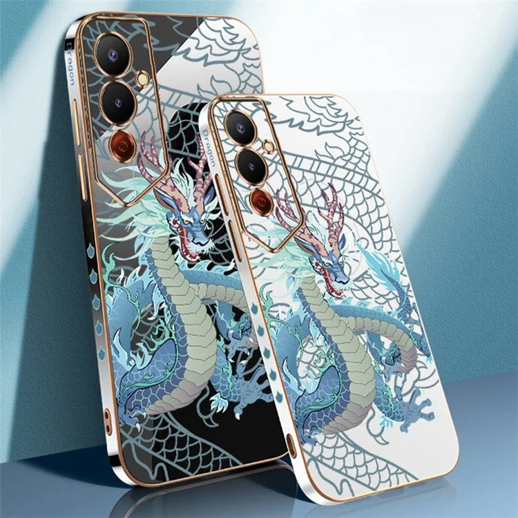 RZANTS For TECNO Pova 4 Pro 4G Soft TPU Phone Case Chinese Dragon Pattern Electroplating Phone Cover - White