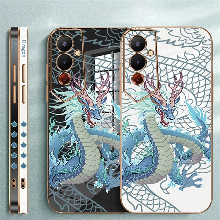 RZANTS For TECNO Pova 4 Pro 4G Soft TPU Phone Case Chinese Dragon Pattern Electroplating Phone Cover - White