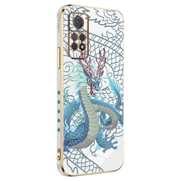 RZANTS For Xiaomi Redmi Note 11 Pro 5G (Qualcomm) / Note 11 Pro 4G (MediaTek) Phone TPU Case Chinese Dragon Pattern Electroplating Cover - White