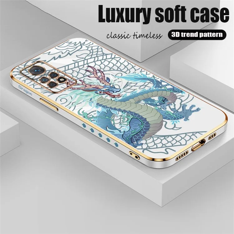 RZANTS For Xiaomi Redmi Note 11 Pro 5G (Qualcomm) / Note 11 Pro 4G (MediaTek) Phone TPU Case Chinese Dragon Pattern Electroplating Cover - White