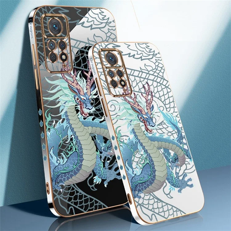 RZANTS For Xiaomi Redmi Note 11 Pro 5G (Qualcomm) / Note 11 Pro 4G (MediaTek) Phone TPU Case Chinese Dragon Pattern Electroplating Cover - White