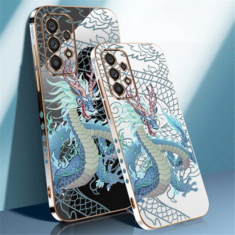 RZANTS For Samsung Galaxy A33 5G Electroplating Phone Case Soft TPU Chinese Dragon Pattern Phone Cover - Black