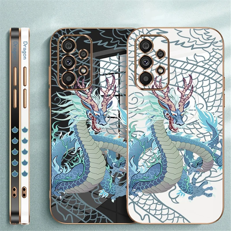 RZANTS For Samsung Galaxy A33 5G Electroplating Phone Case Soft TPU Chinese Dragon Pattern Phone Cover - Black