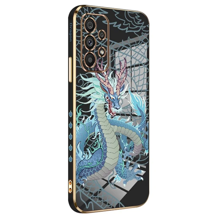 RZANTS For Samsung Galaxy A13 4G Phone TPU Cover Electroplating Chinese Dragon Pattern Case - Black