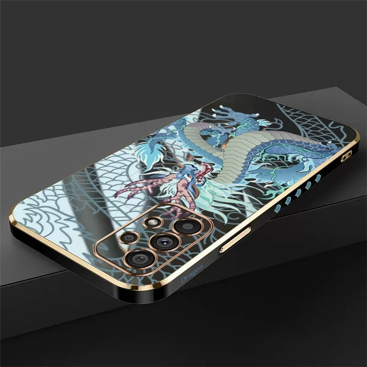 RZANTS For Samsung Galaxy A13 4G Phone TPU Cover Electroplating Chinese Dragon Pattern Case - Black